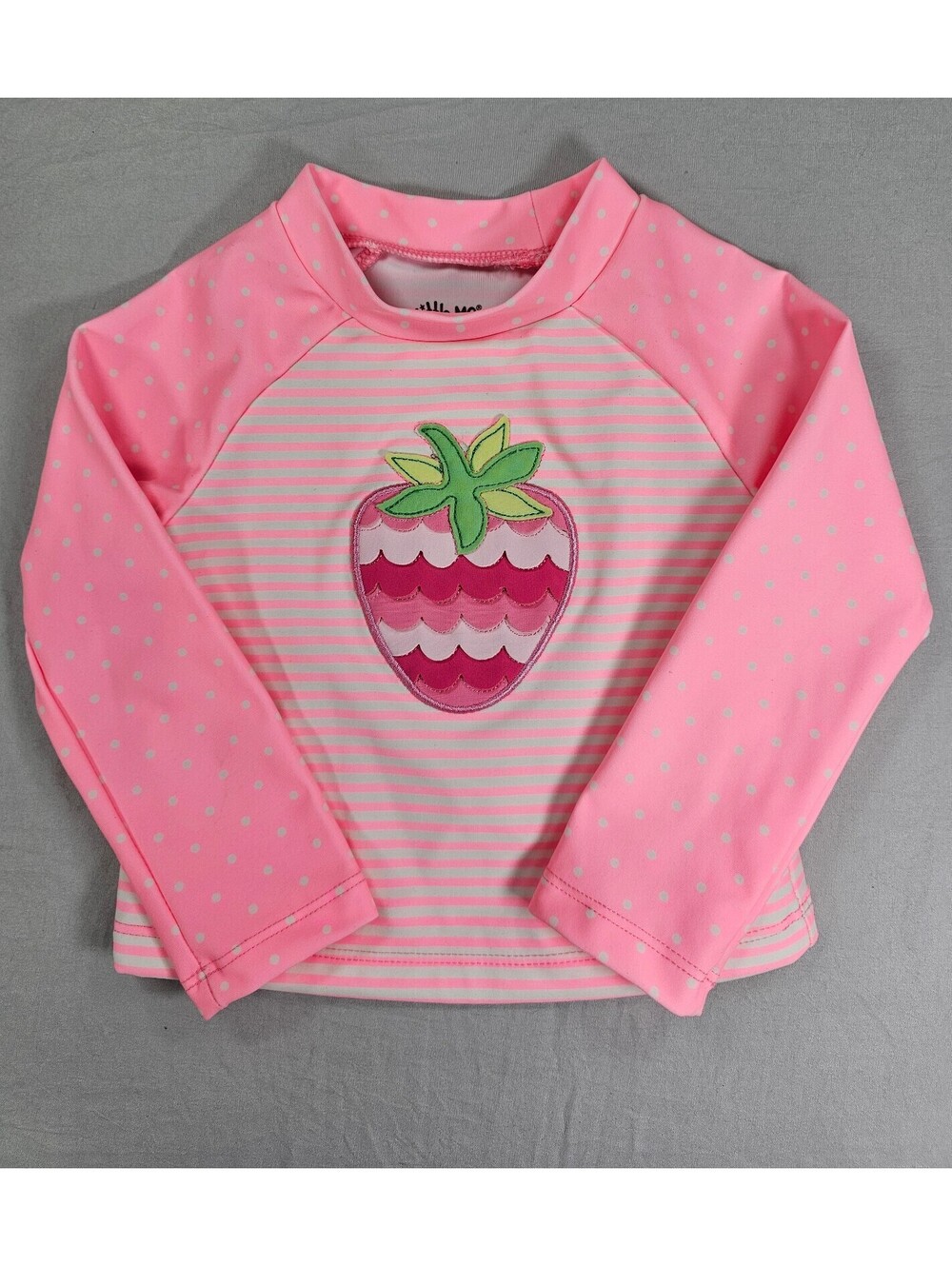 Little Me Pink Strawberry Long Sleeve Rash Guard- Size 18M.